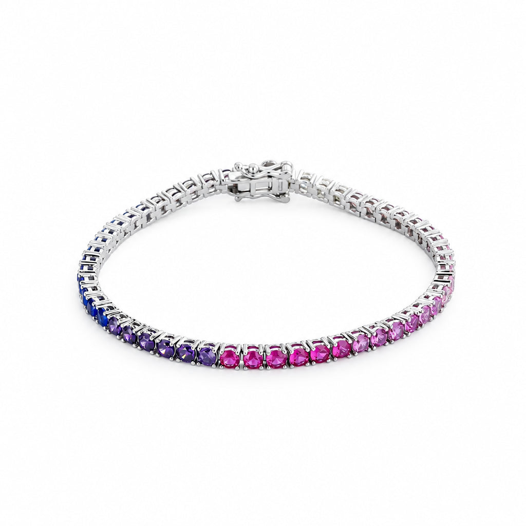 The Rainbow Tennis bracelet with its gift pouch