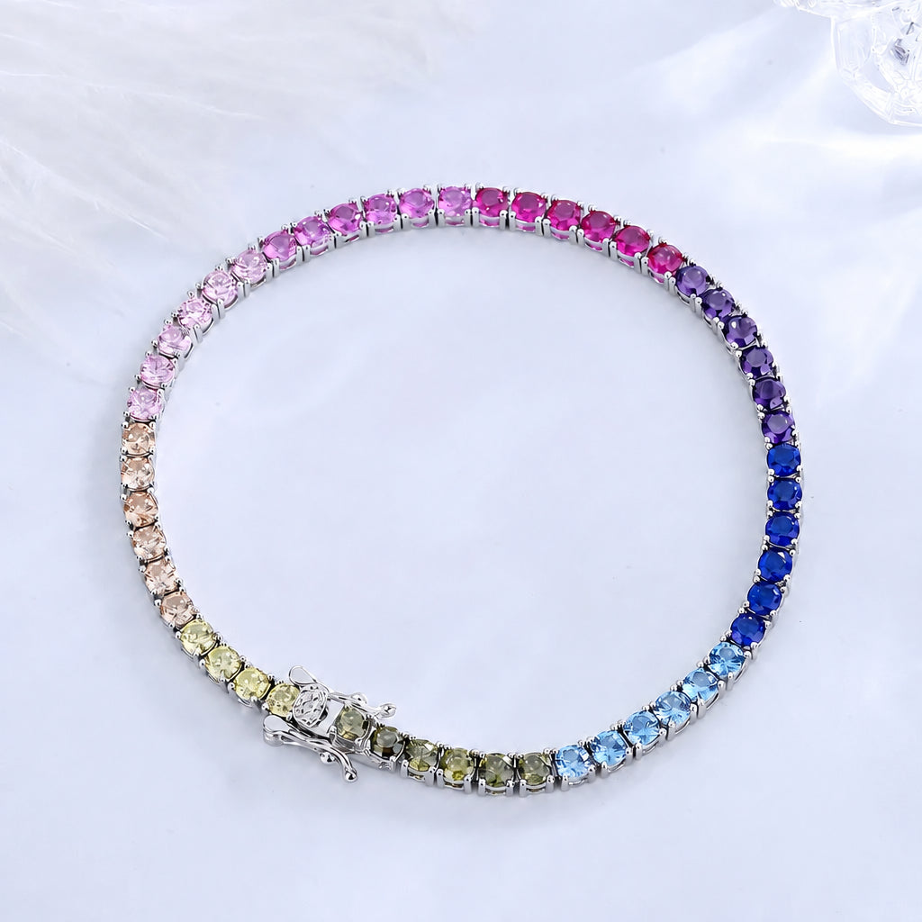 The Rainbow Tennis — OWYD 925 sterling silver bracelet with rainbow zircon