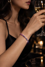 The Rainbow Tennis bracelet worn on the wrist