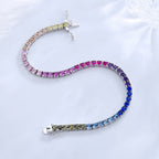 The Rainbow Tennis bracelet, close-up on the coloured stones
