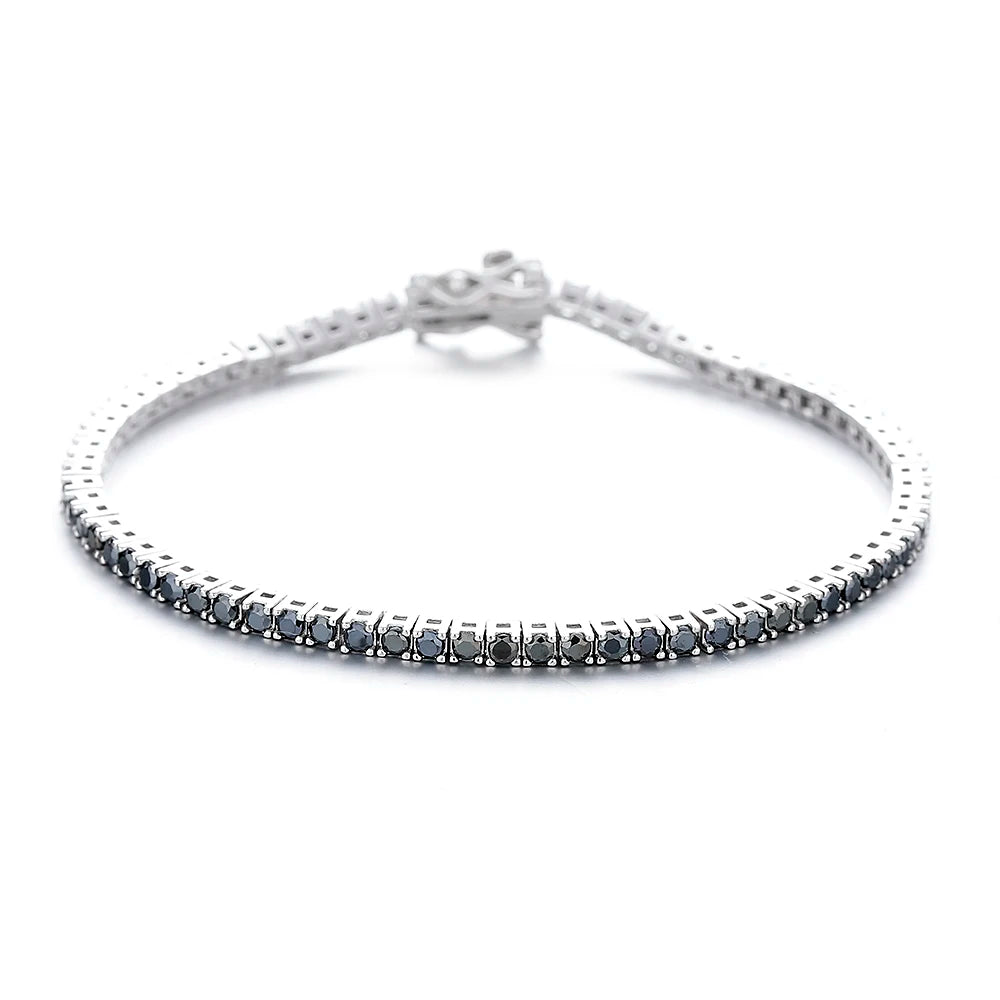 The Silver Tennis — OWYD 925 sterling silver tennis bracelet with black stones