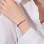 The Silver Tennis bracelet worn on the wrist